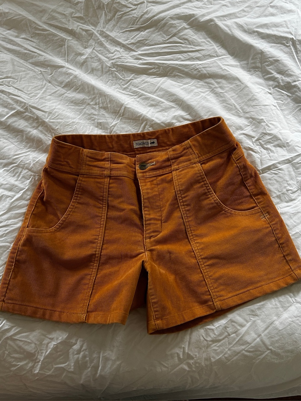 Toad&Co Rust Orange High-Waist Corduroy Shorts